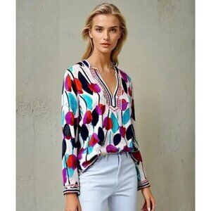 TORY BURCH Tulip Long Sleeve Tunic Top Size 2